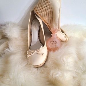 Ivory Coach Wedges with Bow